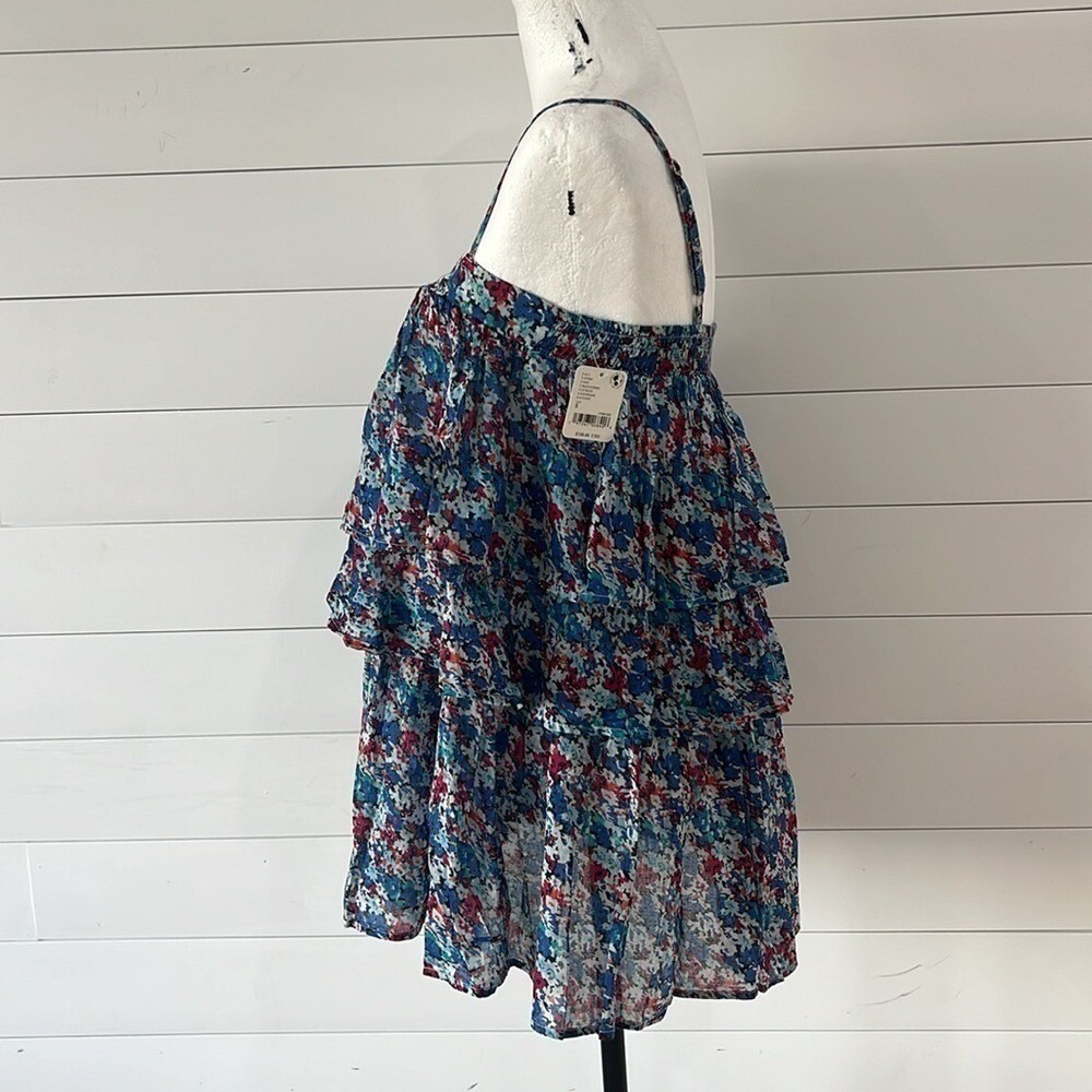Free People FP ONE Talia Floral Tiered Tunic Mini Dress Top Small - Picture 9 of 15